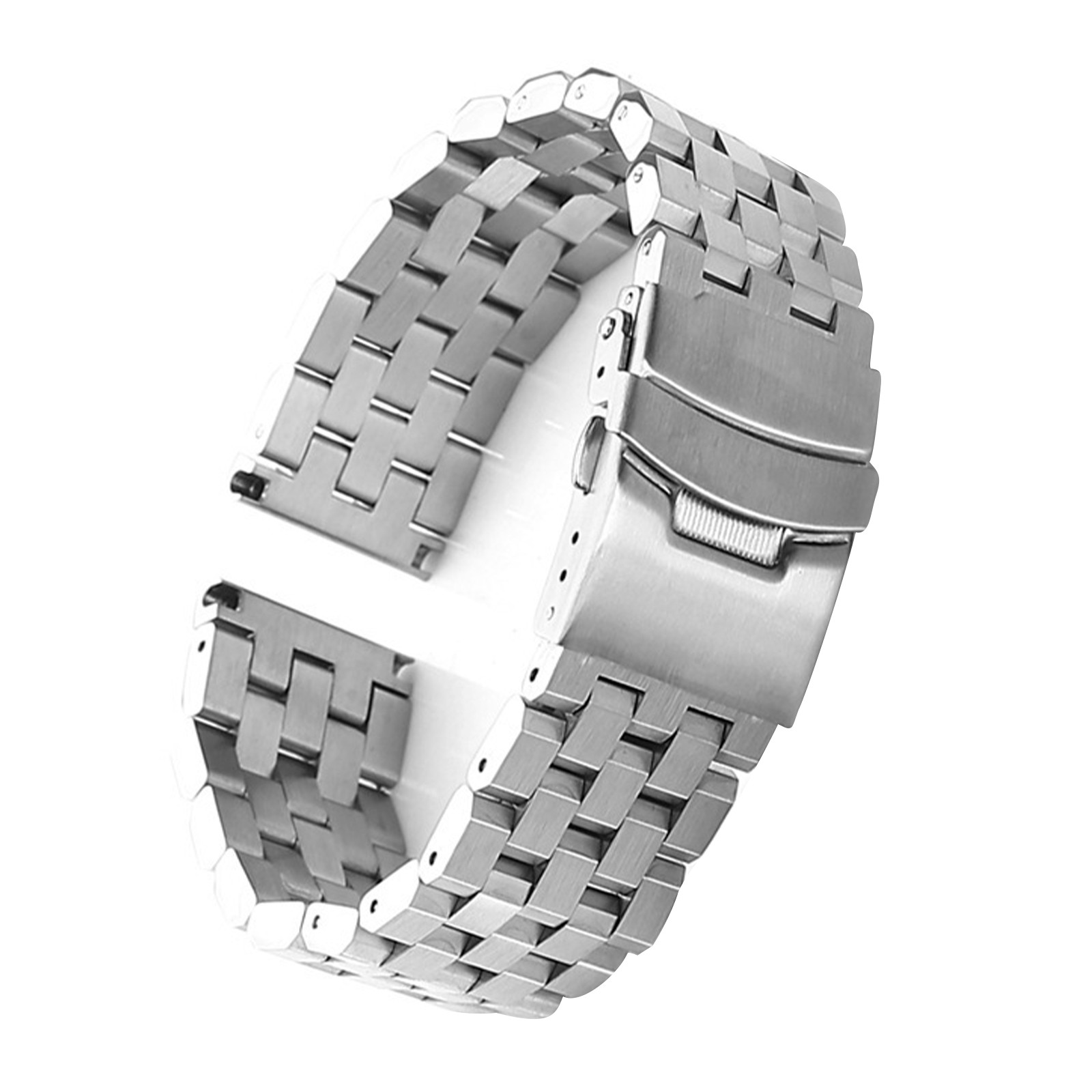 Silver 24mm Width Watch Band Strap Bracelet Link Solid Watchband Replacement xx