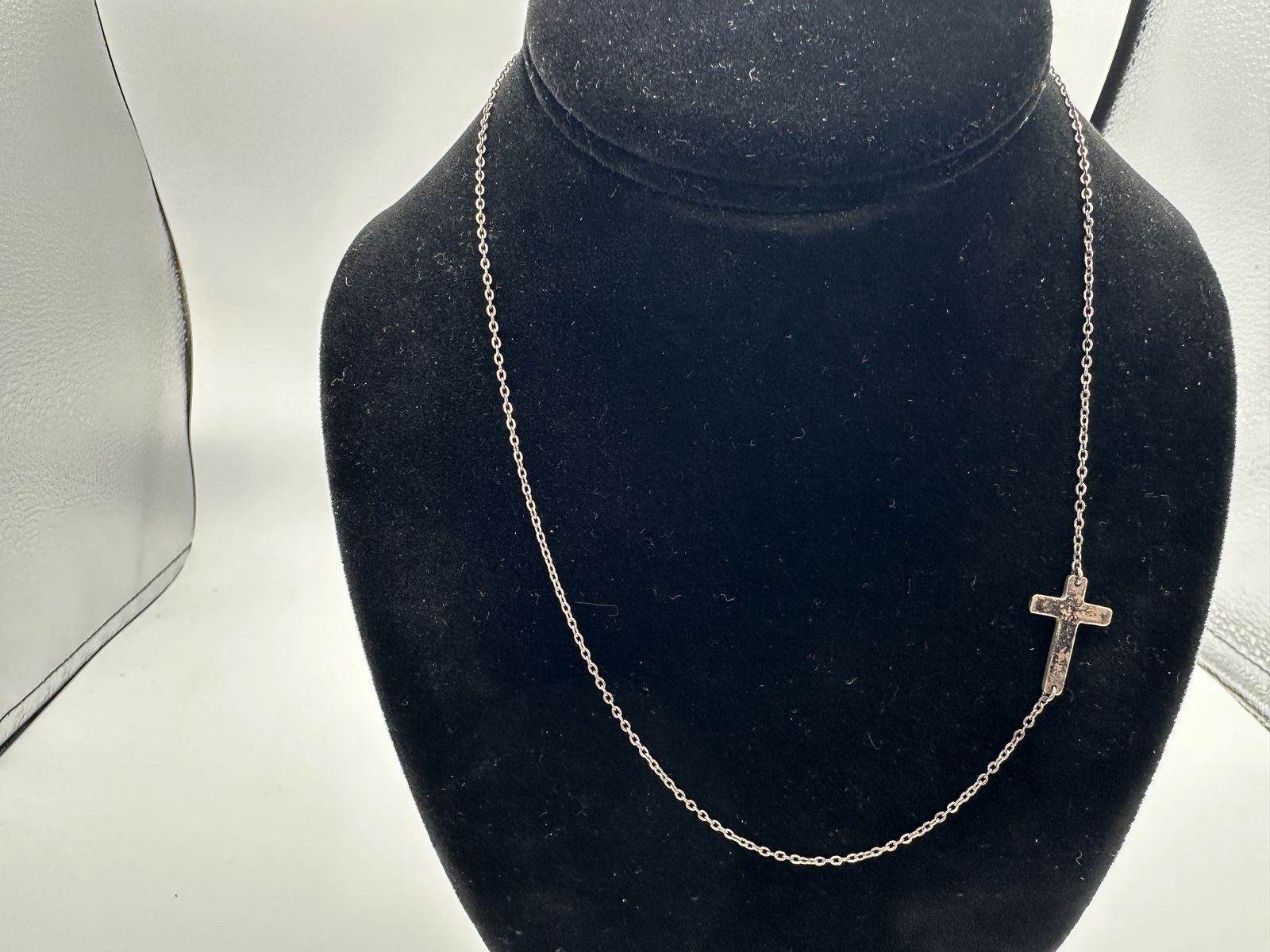 2.85g Vintage Sterling Silver 925 Sideways Cross Pendant Chain Necklace 18 in M