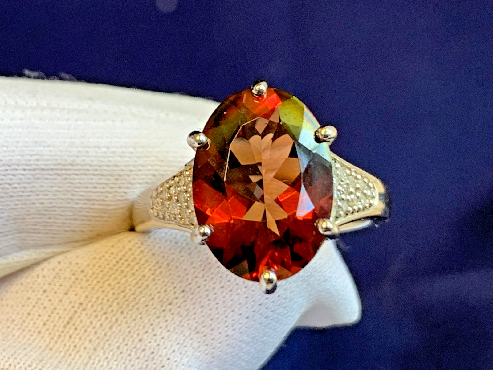 Sterling Silver Ring 4.48g Jewelry Size 7 Band Twilight Fire Topaz Look *READ*