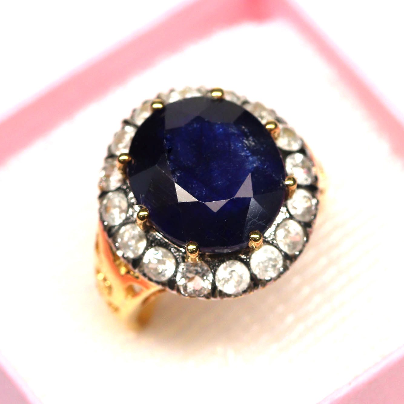 Ready to Ship 925 Silver 10 x 12mm. Blue Sapphire(10.05ct) Zircon Ring Size 4.75