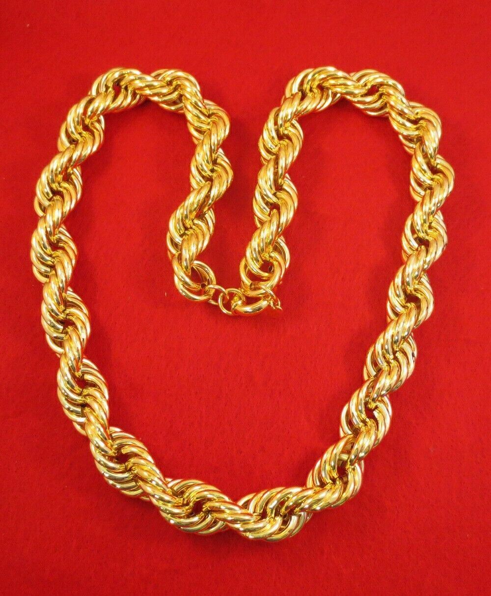 20 MM 18KT GOLD EP 24″-26″-28″-30″ FAT DOOKIE RUN DMC ROPE CHAIN NECKLACE