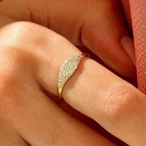 Art Deco Style Round Cut Lab Created Diamond Engagement 14k Yellow Gold FN Ring