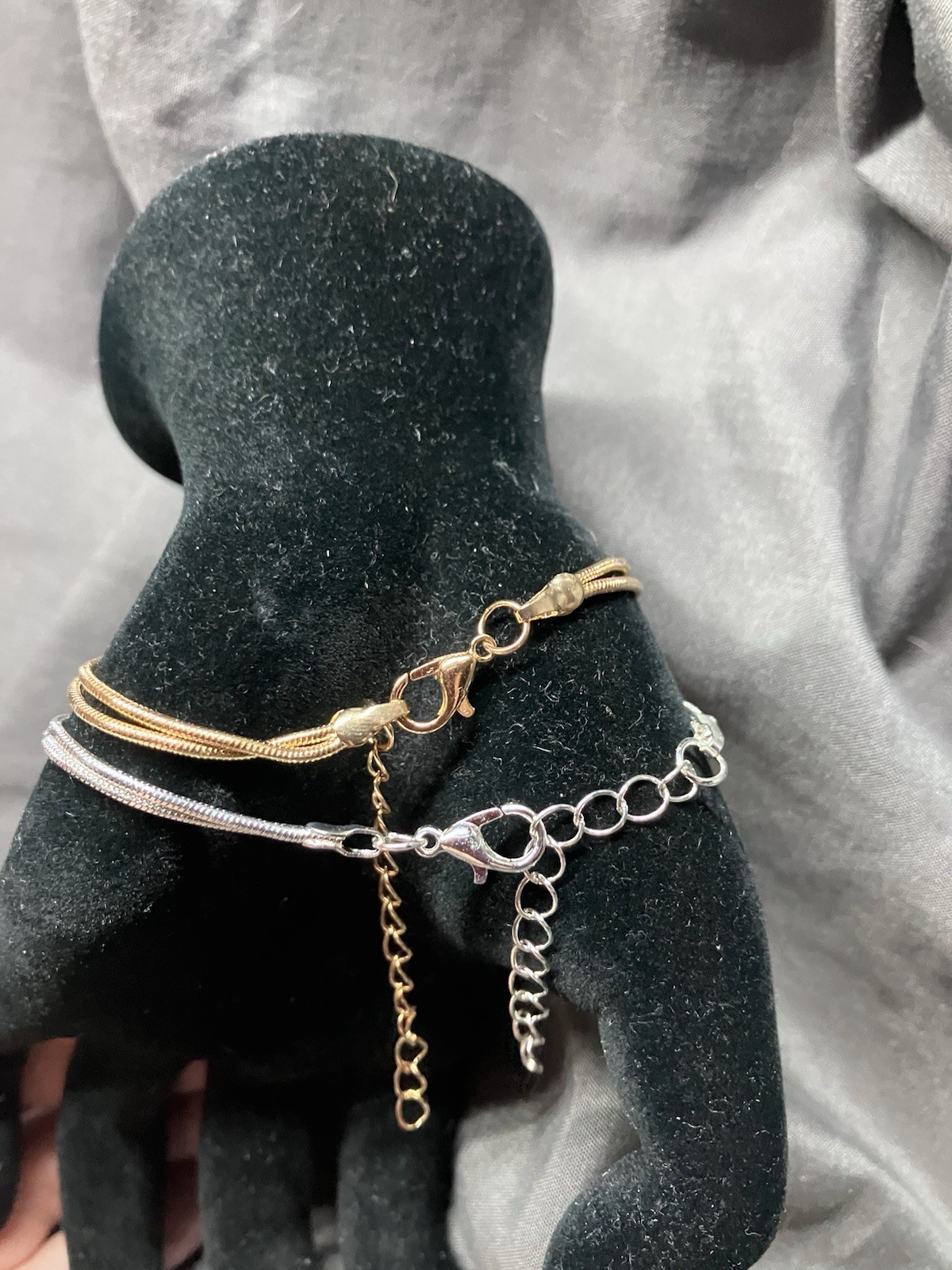 Womens 2Pcs Love Knot Bracelet Set Gold/Silvertone Stainless Steel Snake chain