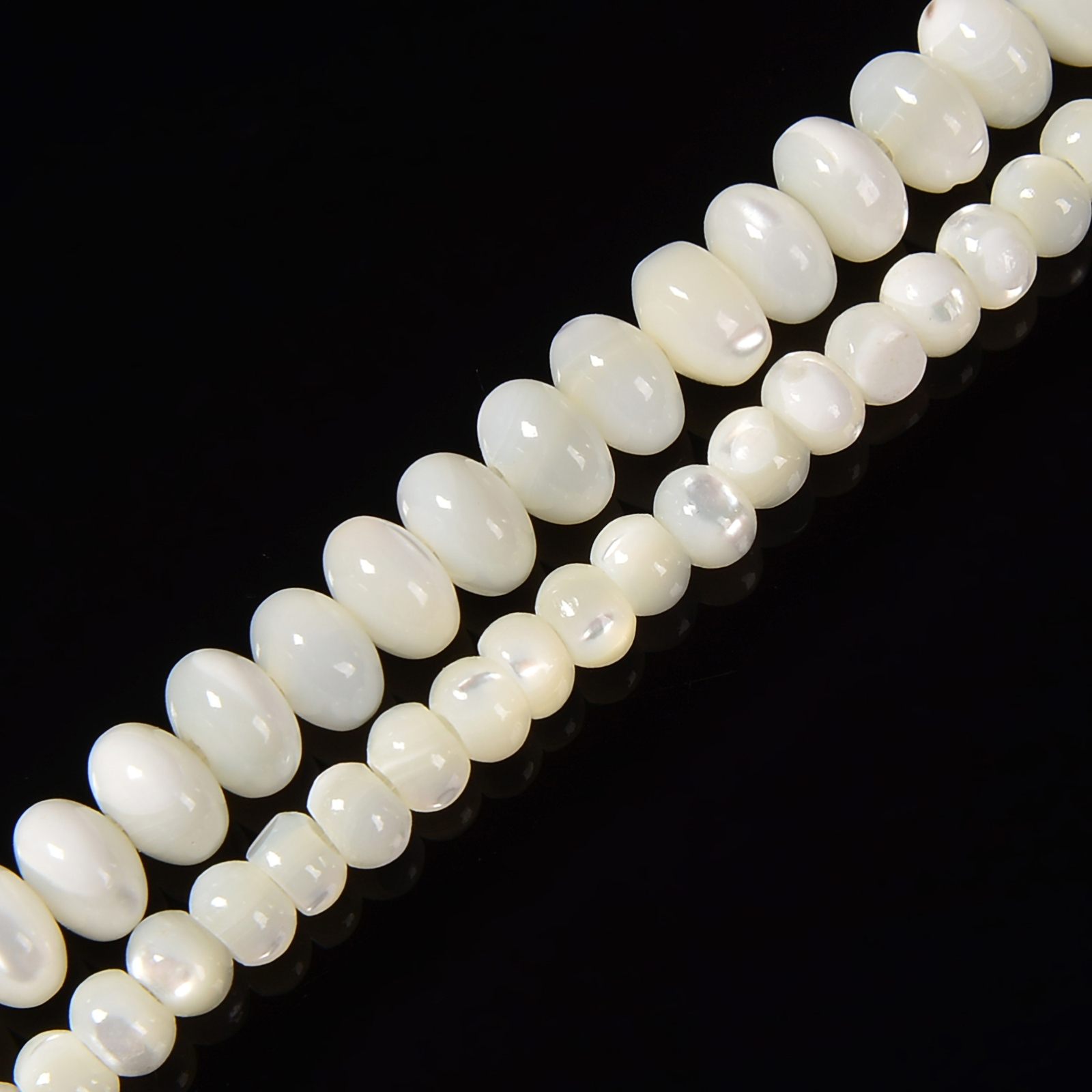 Iridescent White Mother of Pearl MOP Shell Rondelle Beads 3x5mm 4x6mm 15.5”Str