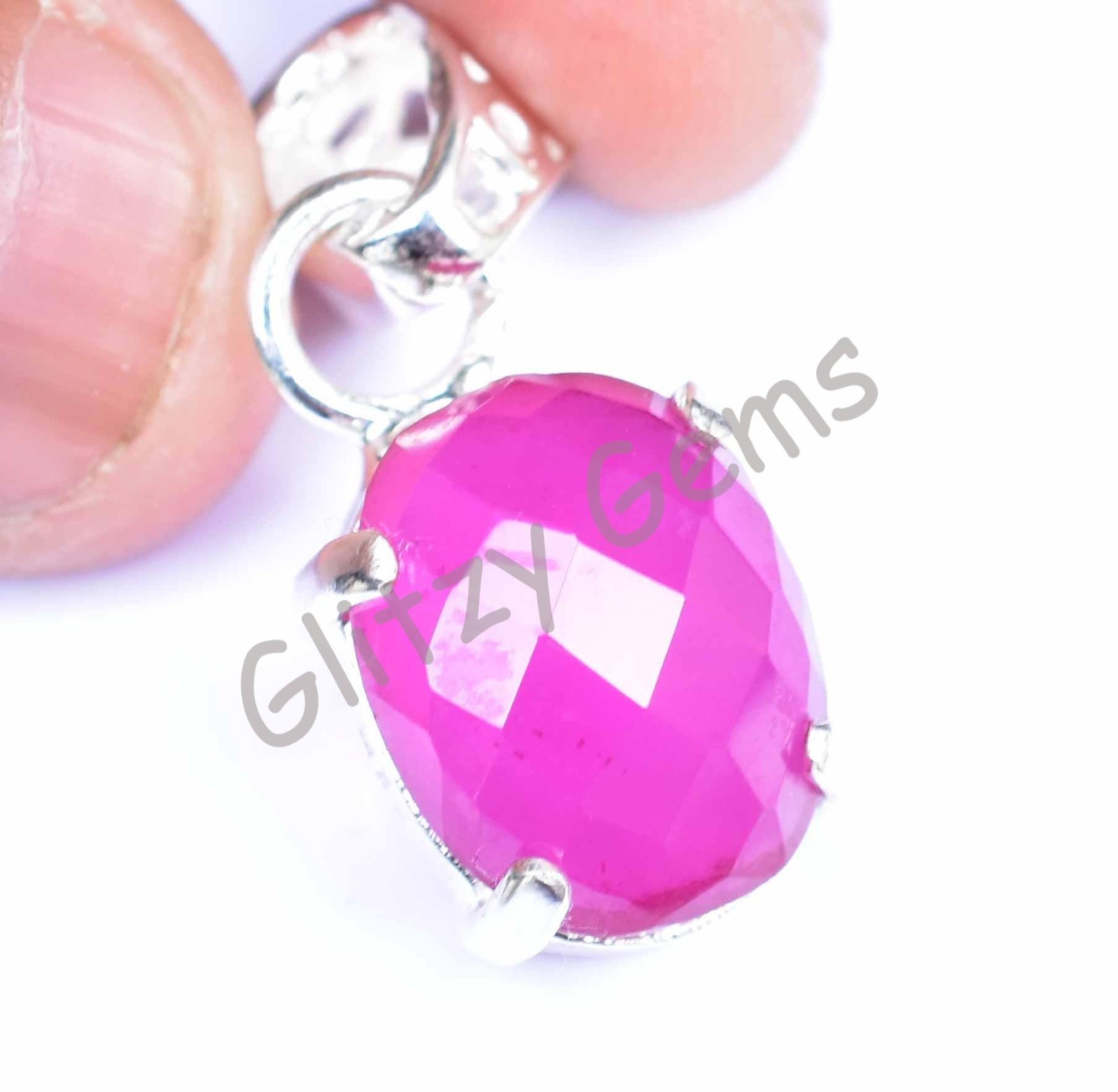 22.65 Ct Natural Pink Ruby Oval 925 Sterling Silver Pendant Certified