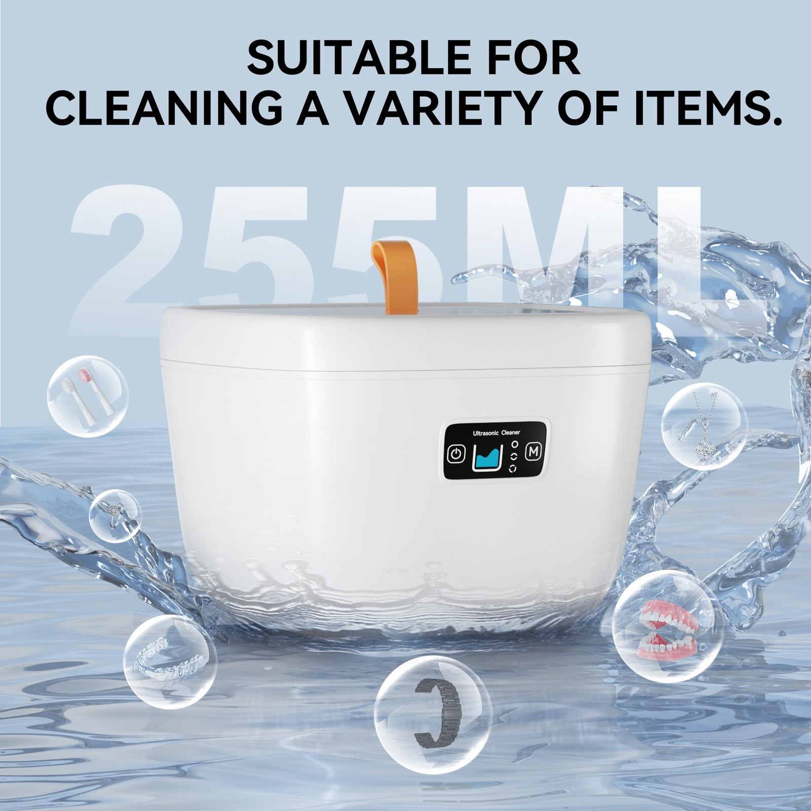 Ultrasonic Retainer Cleaner, 45kHz Sonic Dental Cleaning Machine for Dentures…