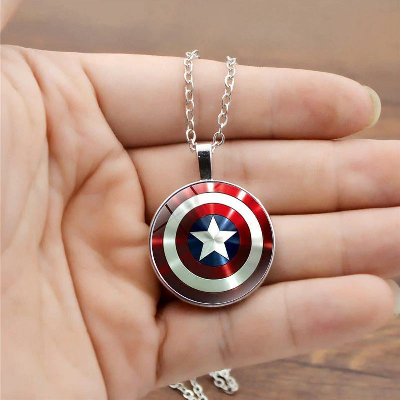 Captain America Vibranium Shield Marvel Superhero Pendant Necklace – Silver