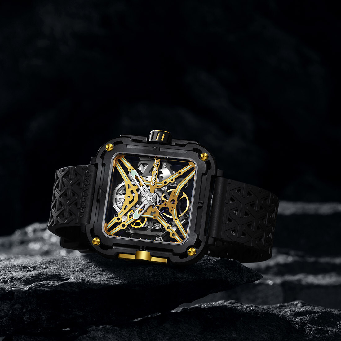 CIGA Design X Automatic Skeletonized Titanium Square Black Gold Men’s Watch