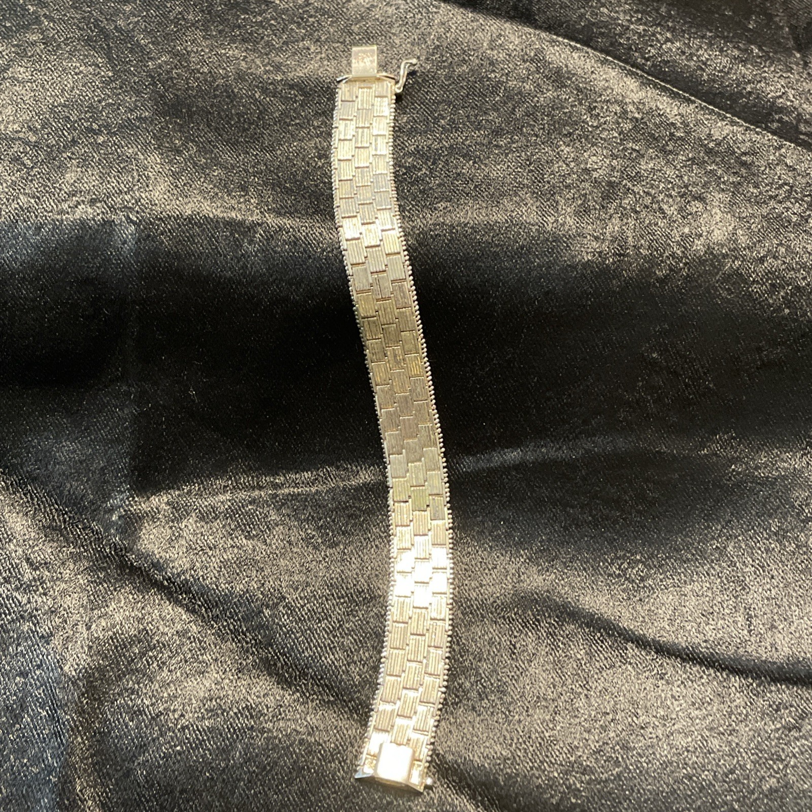 Milor Italy 925 Sterling Silver Wide Basketweave Mesh Link Bracelet 7.25in 35.2g
