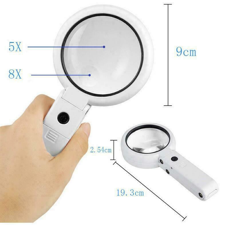 Desktop Foldable 5X 11X Lighted Magnifier 8 LED Hands Free Table Stand