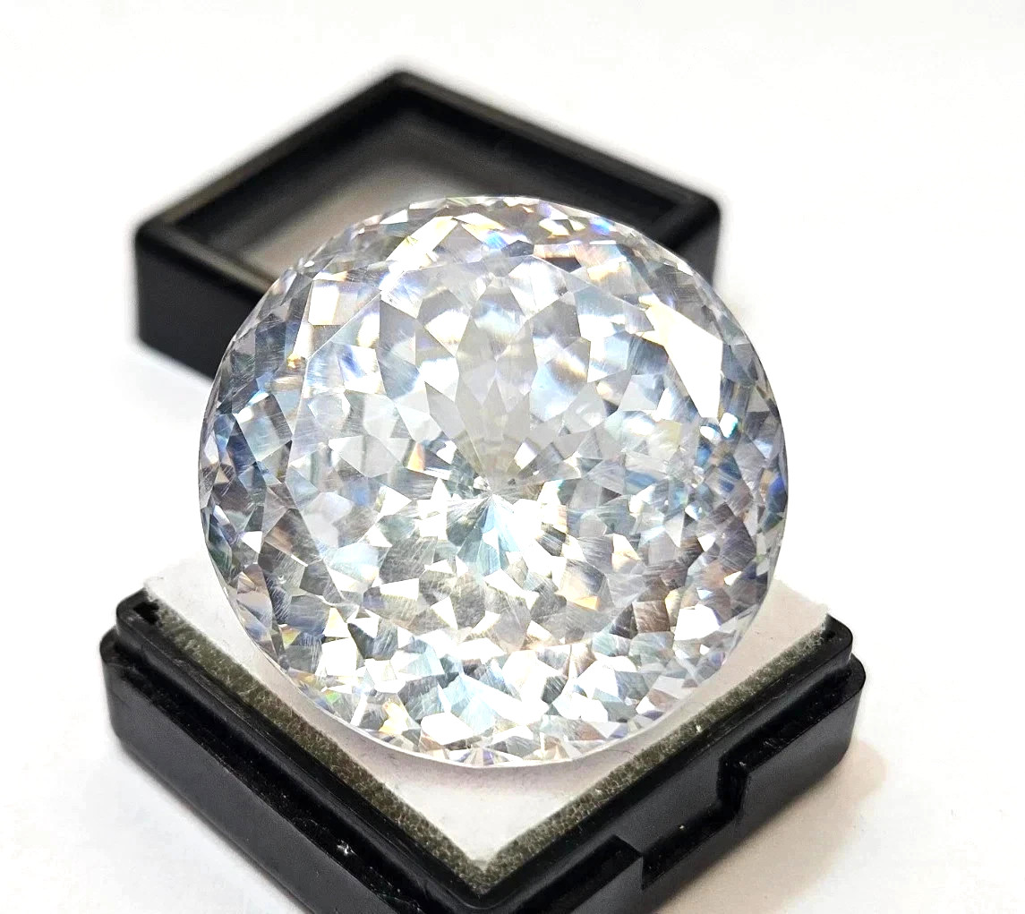 White Zircon Round Cut 70+Ct Cambodian Natural GIE Certified Loose Gemstone