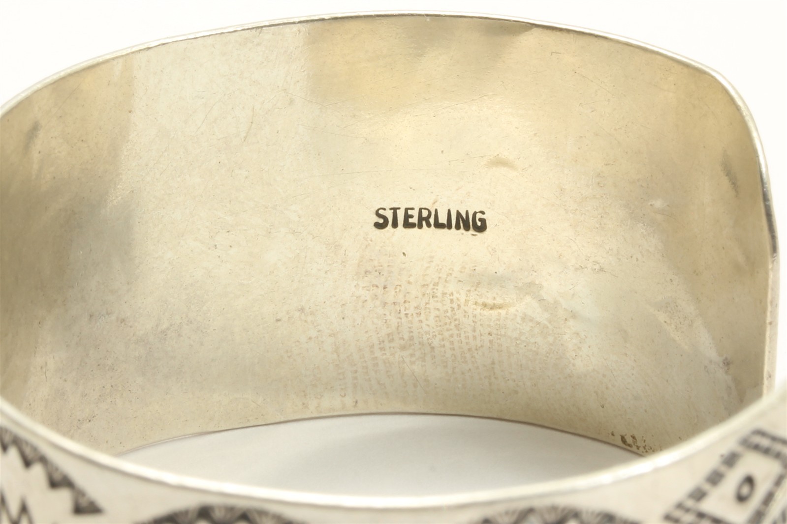 Vintage Navajo Sterling Silver Old Pawn Harvey Stamped Thunderbird Cuff Bracelet