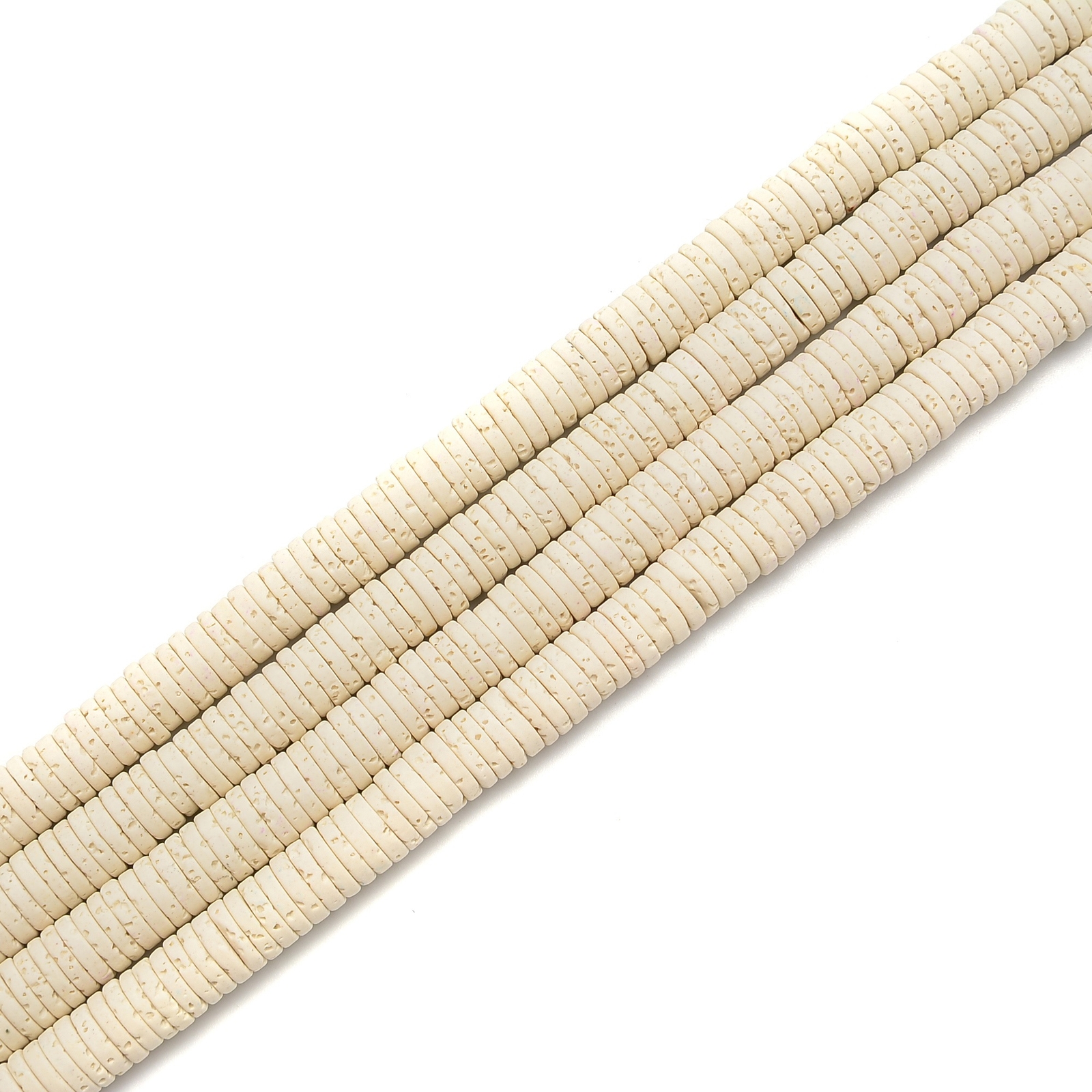 Cream White Lava Rock Stone Heishi Discs Beads 2x4mm 2x6mm 2x8mm 15.5″ Strand