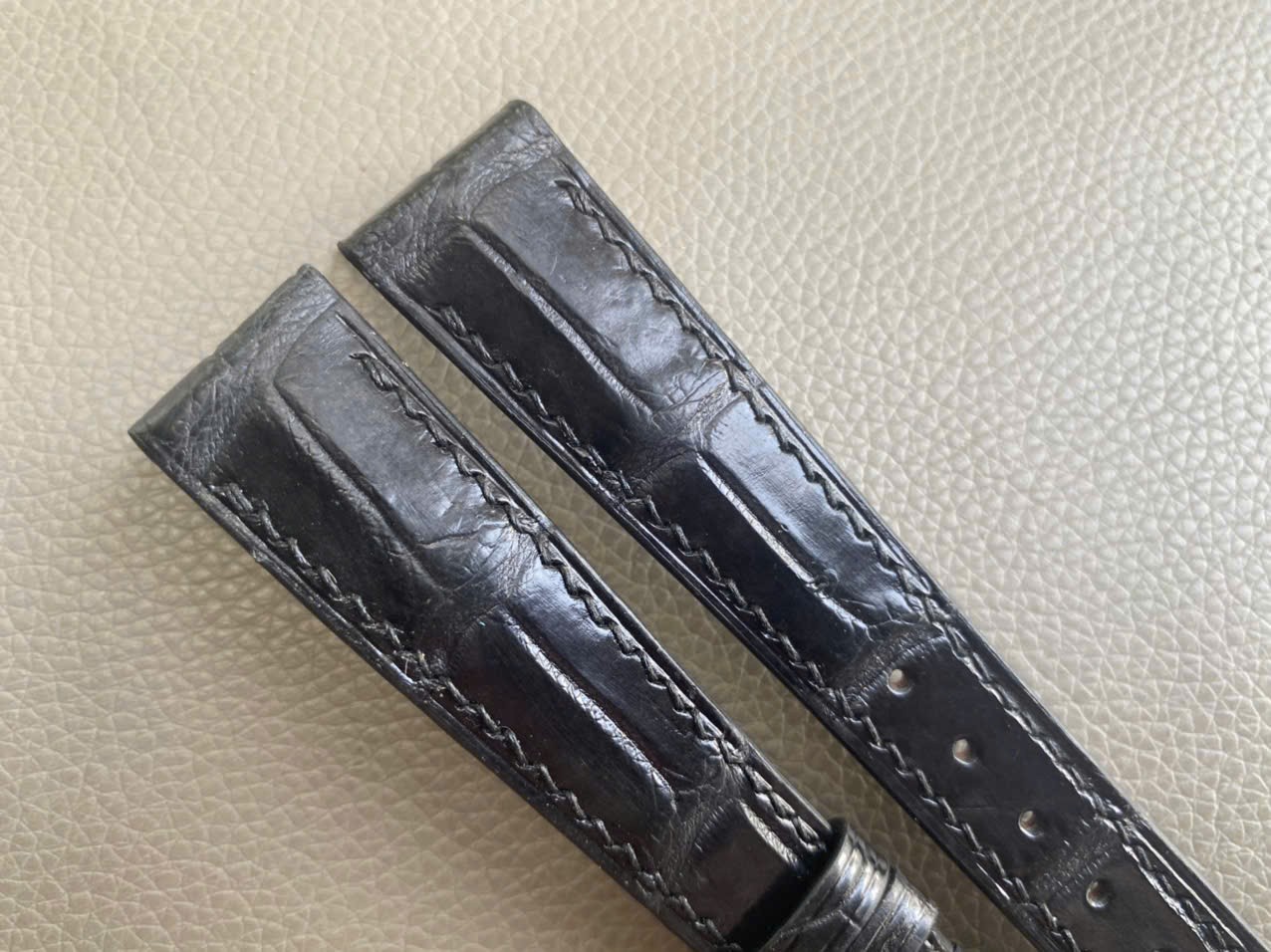 Custom Open Ended black Genuine Leather Watch Strap size12 13 14 15 16 17 18..26