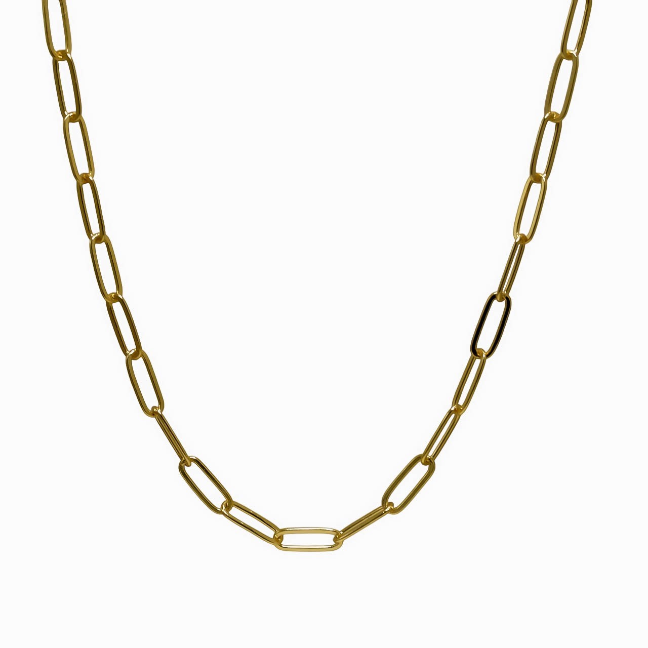 18k Gold Plated Italian 925 Sterling Silver Paperclip Chain Necklace Size-16-30″