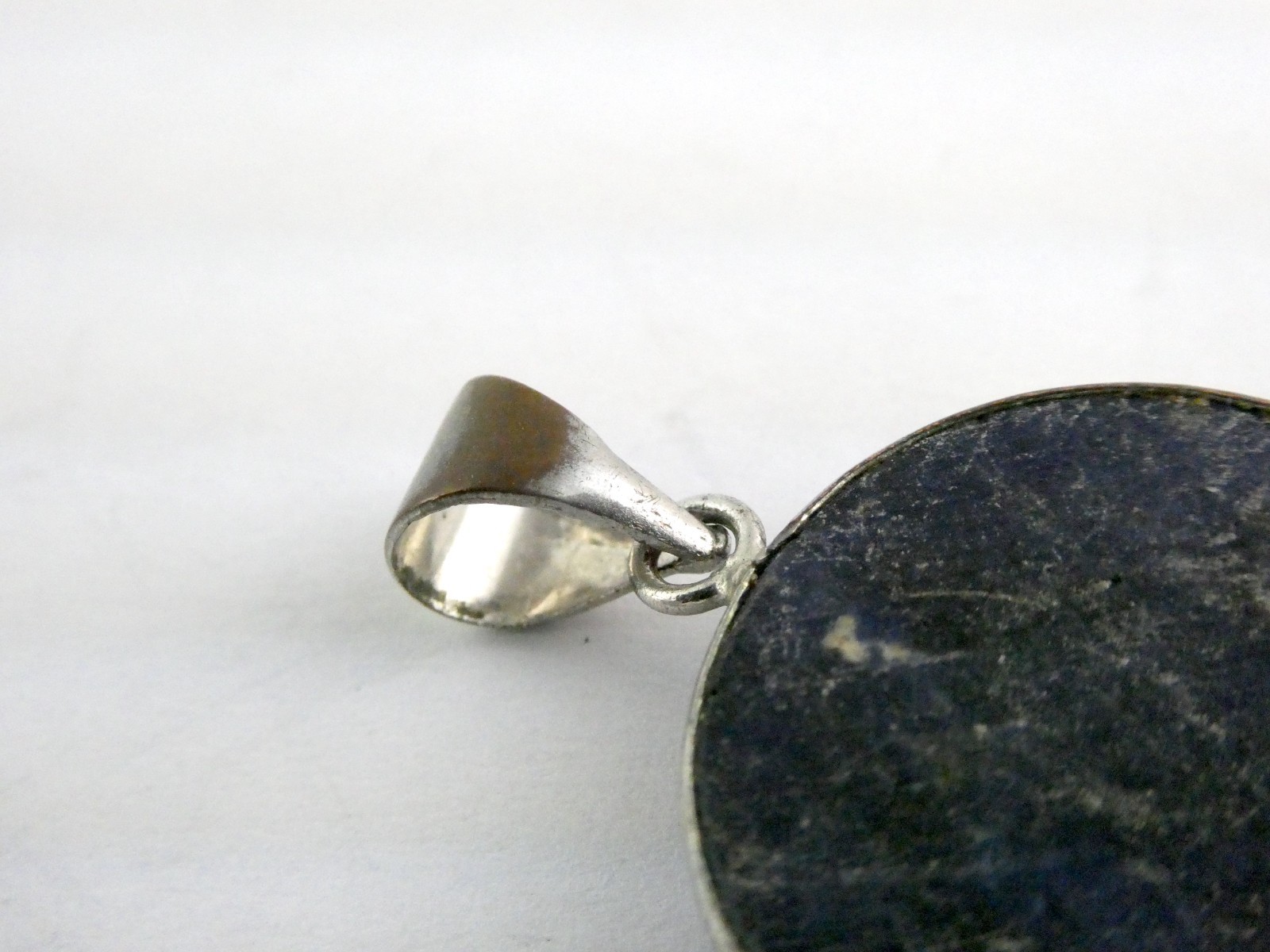 Silver Plated Bezel Setting Round Dyed Darker Blue Sodalite Cabochon Pendant