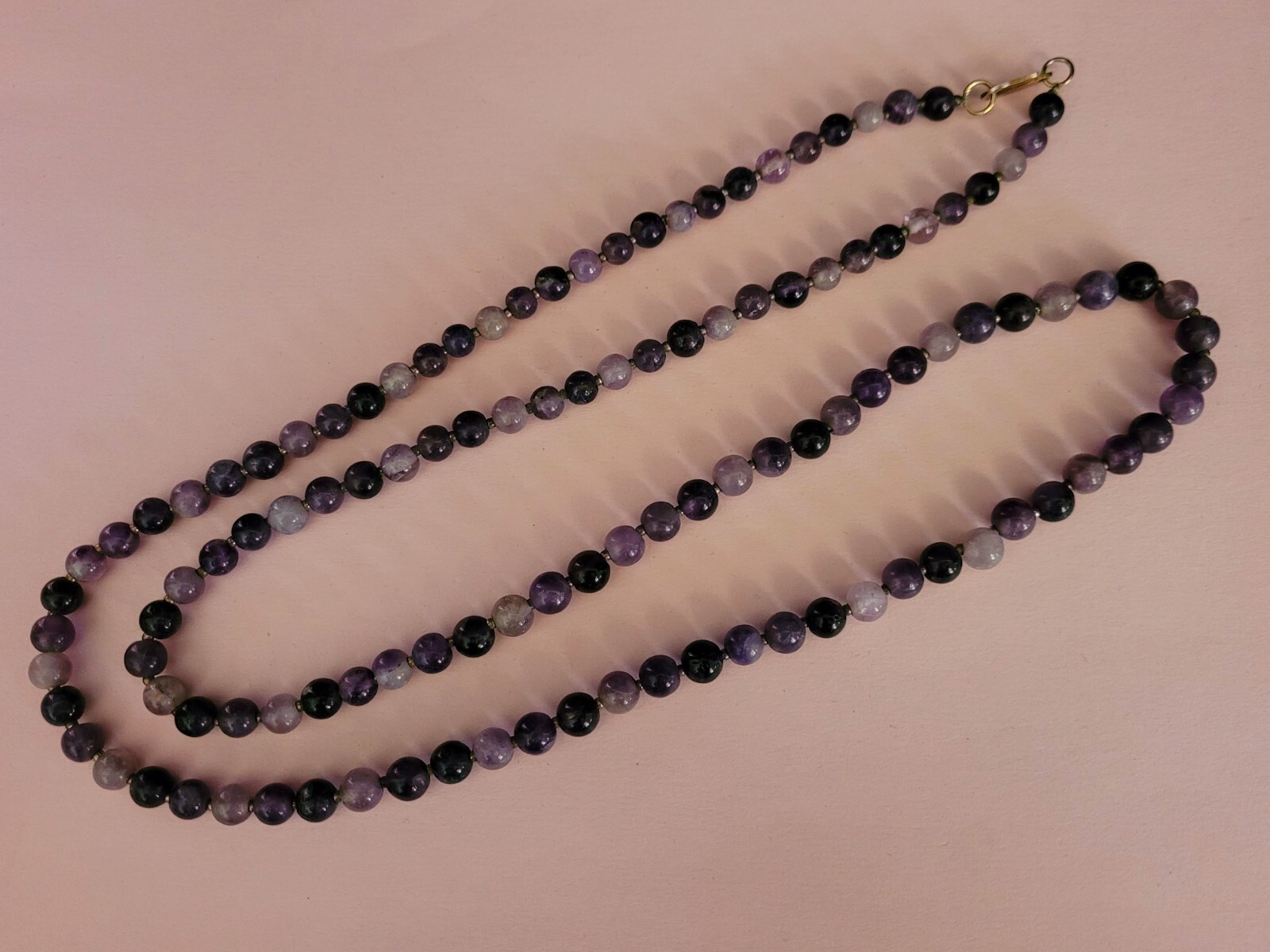 Lovely & Long Vintage Beaded Amethyst Necklace ~ Shades Of Purple