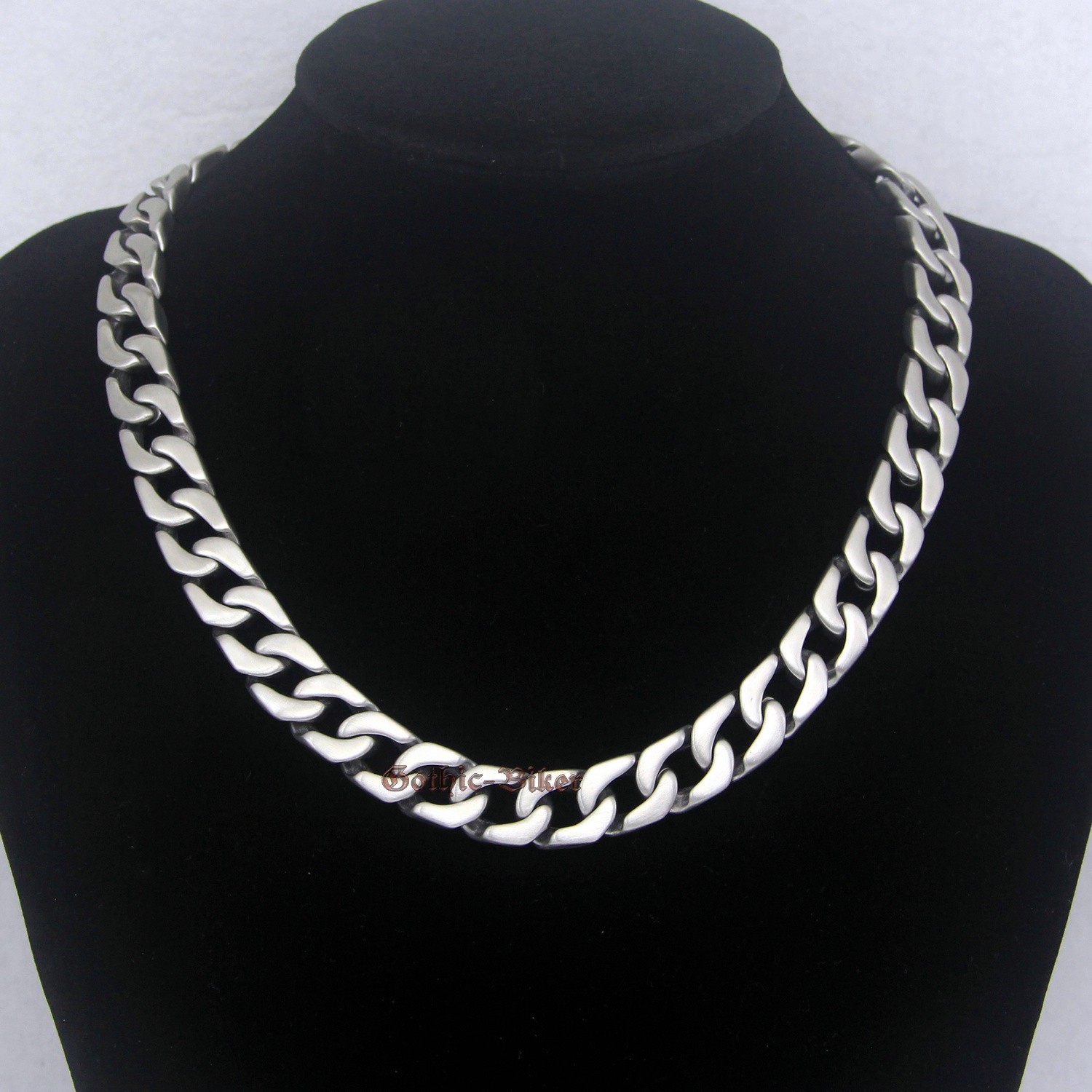 Heavy Men Cuban Curb Chain Stainless Steel Necklace Brush Matte 13mm Silver/Gold