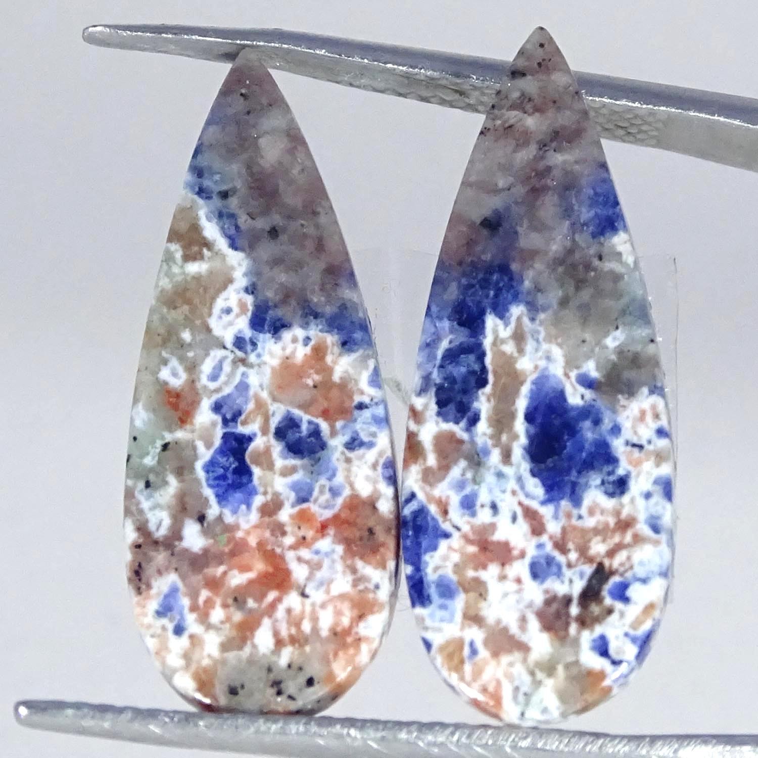 9.80Cts. 100% Natural Sodalite Pair Pear Cabochon Gemstone 9X24X3MM