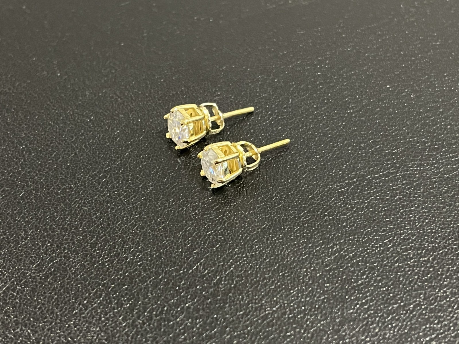 1.00 Ct Flawless D Color Moissanite Earrings 18k Yellow Gold (2.00 Ct Per Pair)
