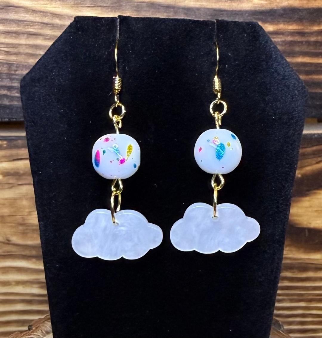 NEW Clouds & Confetti Drop Glass Bead Earrings