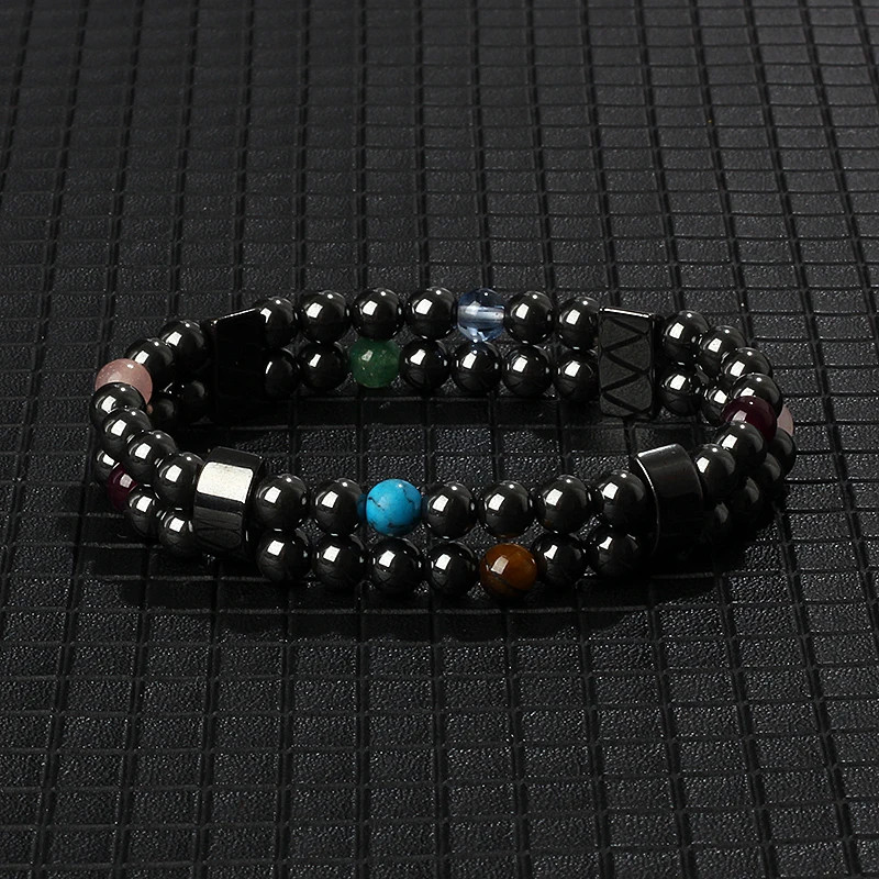 Arrow Hematite Bracelet Beaded Stretch Classic Round Stone Style Men Jewelry