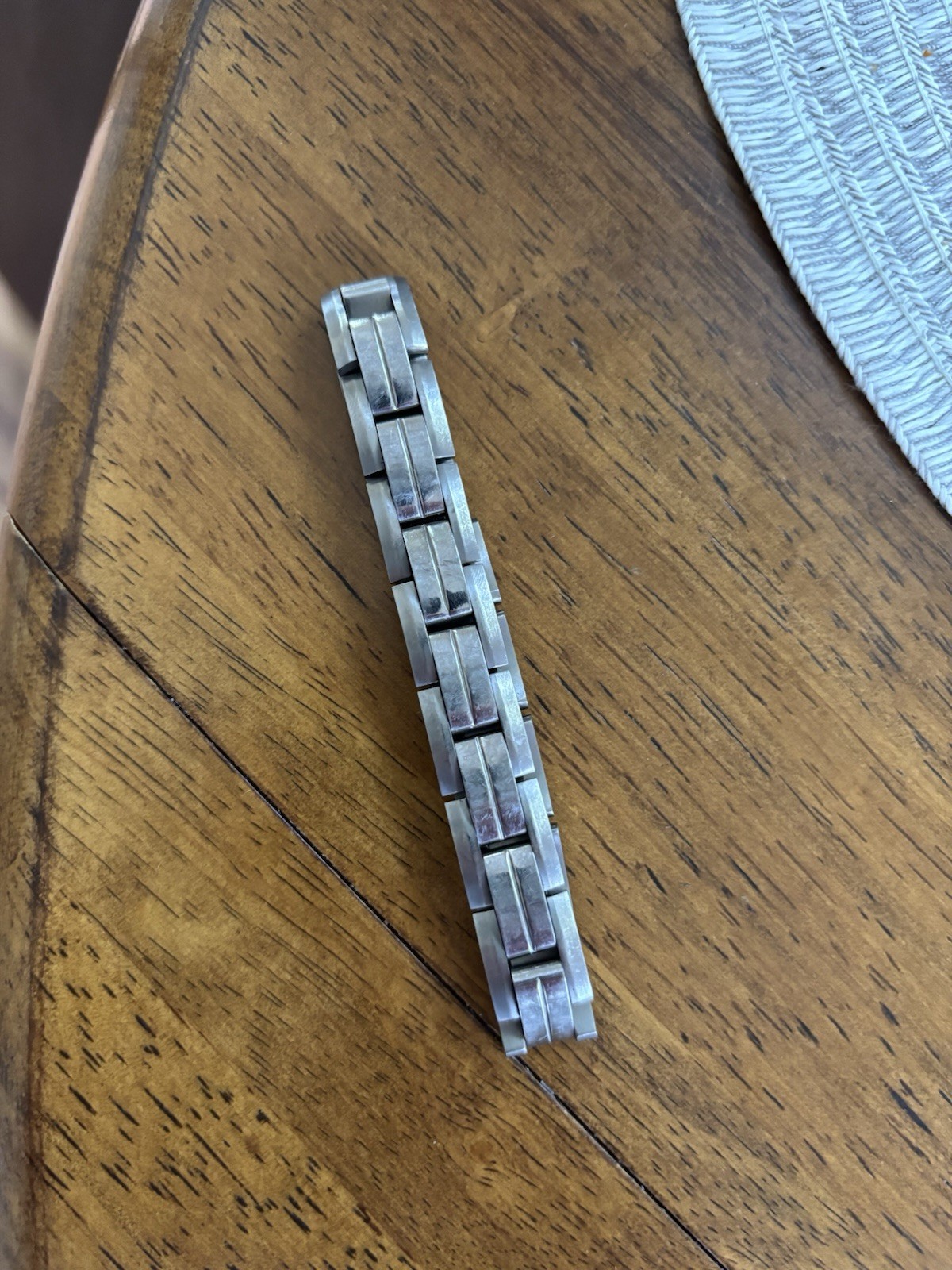 Stainless Steel Silver Tone Link Chain Bracelet, Fold Over Clasp