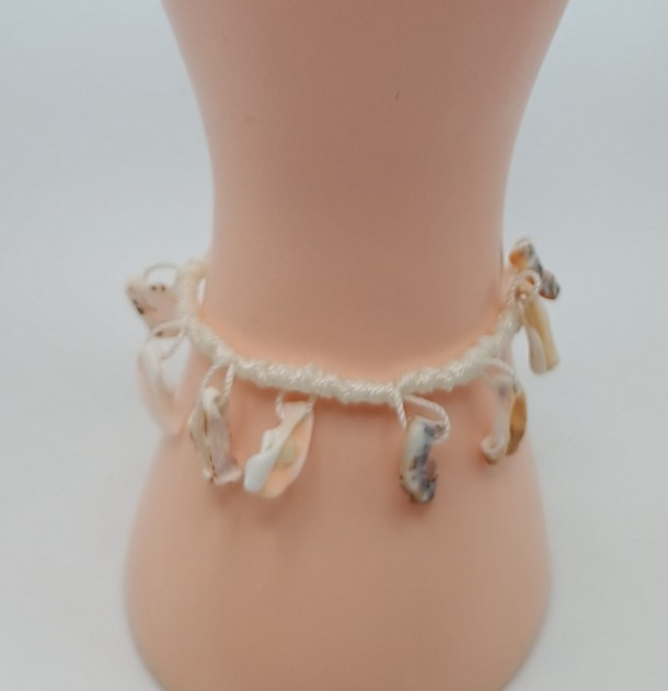Handmade Macrame Anklet with Natural Mother-of-Pearl Shells
