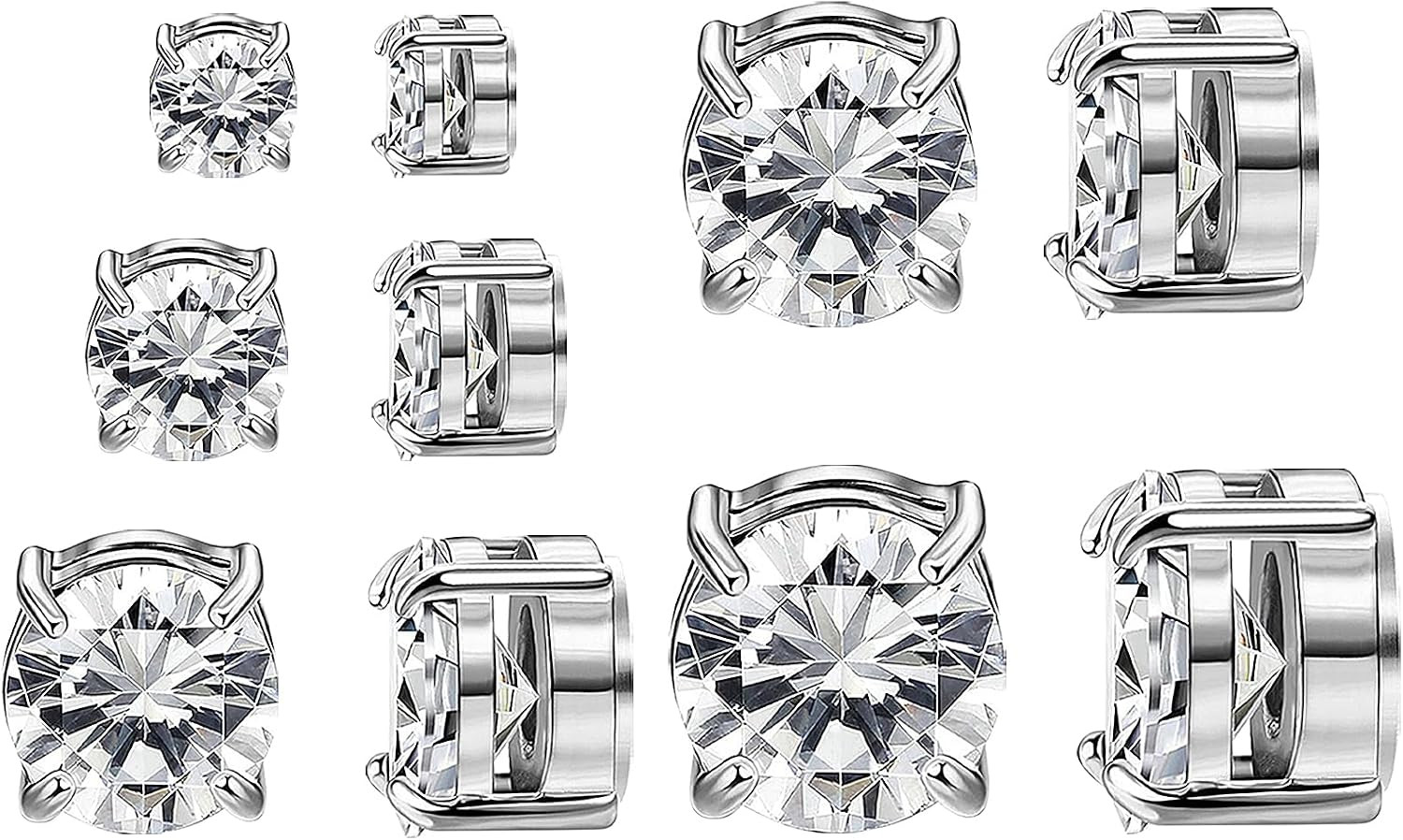 5 Pairs Stainless Steel Magnetic Stud Earrings for Men Clip on Earring Magnetic