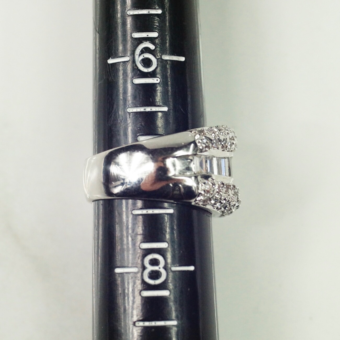 Silver Tone Clear CZ Statement Ring Size 7 Right Hand Ring