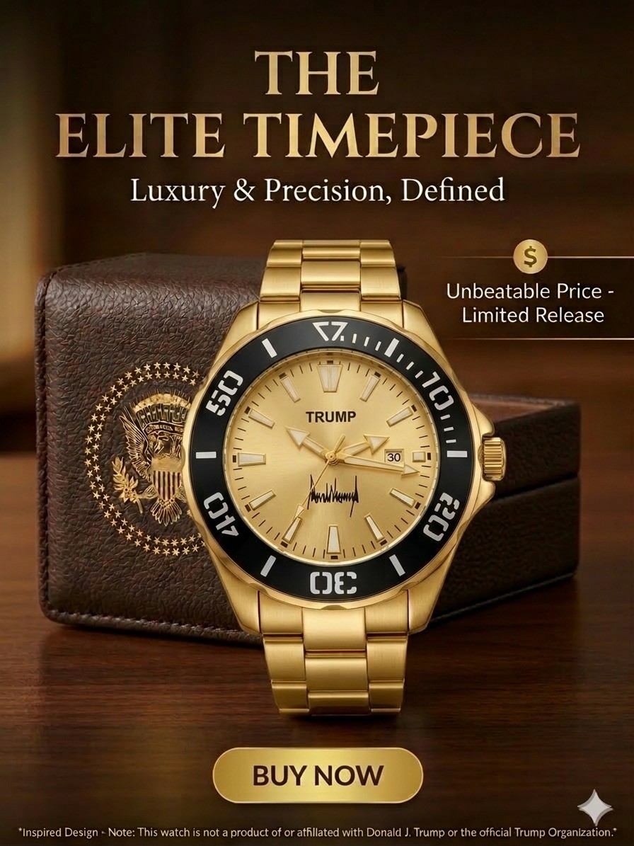 Donald Trump Signature Watch – Gold-Black Dial, Gold Tone, Date Window.