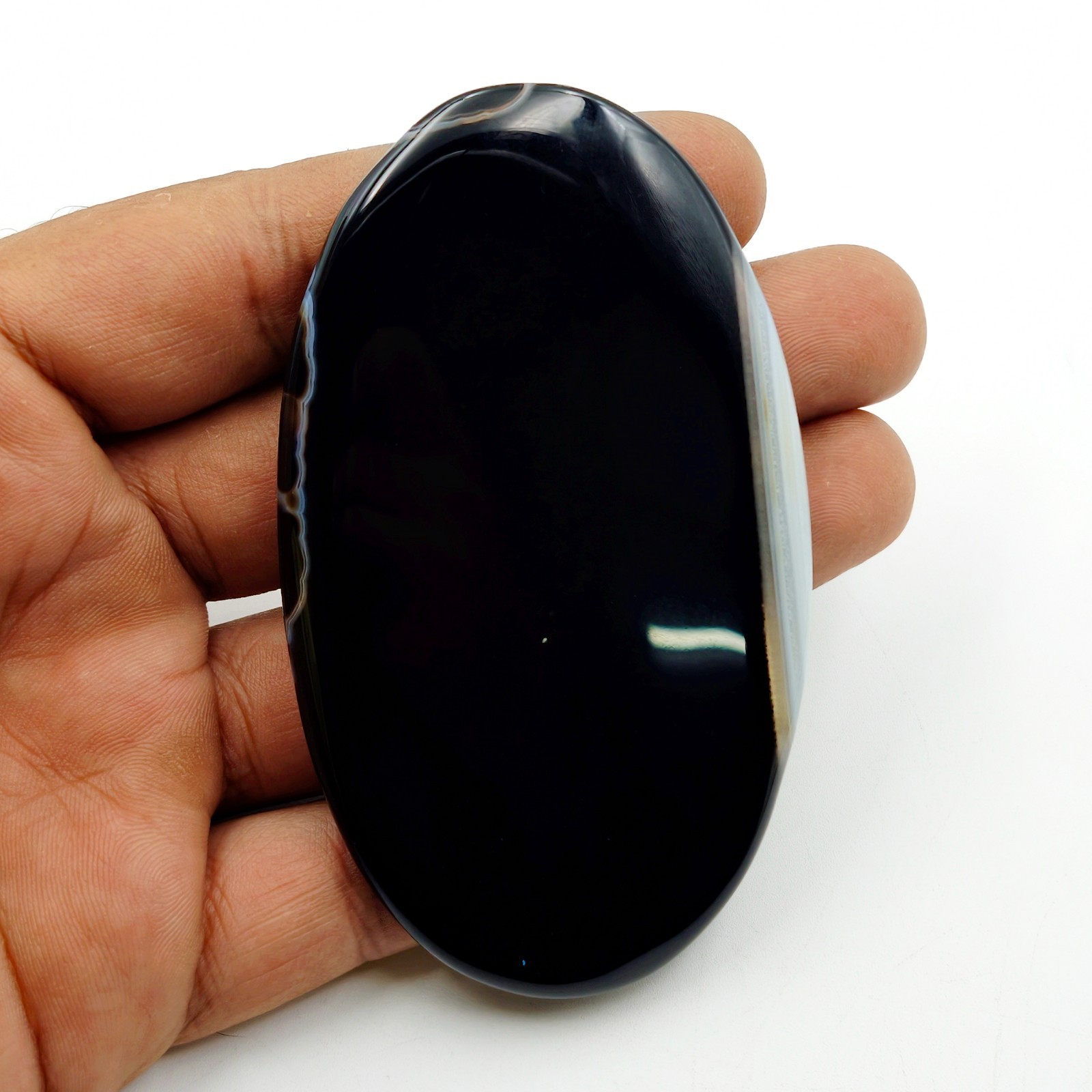 Natural Black Oval Cabochon, Loose Big Gemstone For Decor
