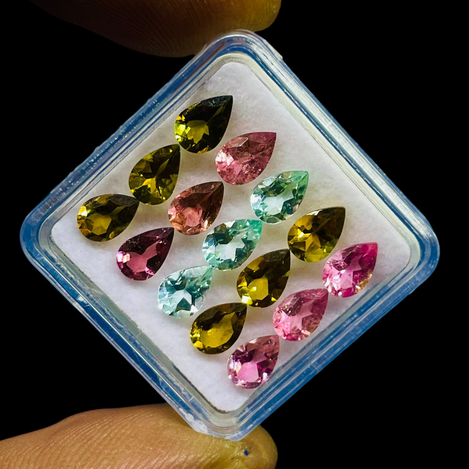 VVS 15 Pcs Natural Multi Tourmaline 6x4mm Pear Cut Top Quality Loose Gemstones