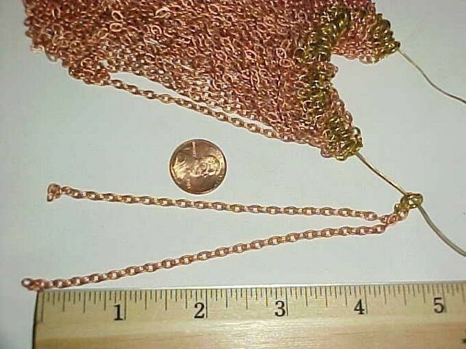 12 VINTAGE COPPER COATED STEEL SPLIT CHAIN 10.5″ SPRING RING SECTIONS N17