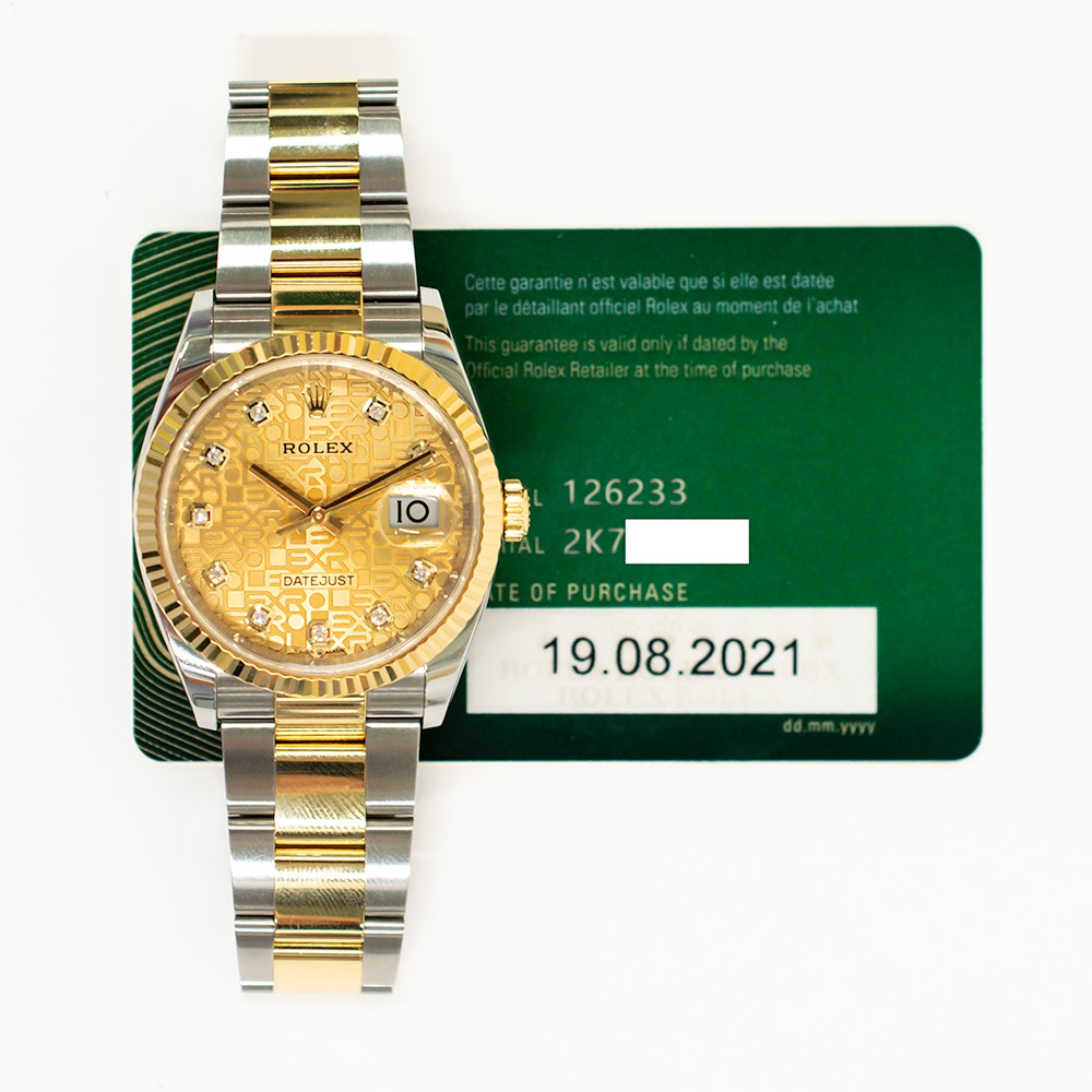 2021 Rolex Datejust 36, 126233, Steel & Gold, Champagne Jubilee Diamond Dial,…