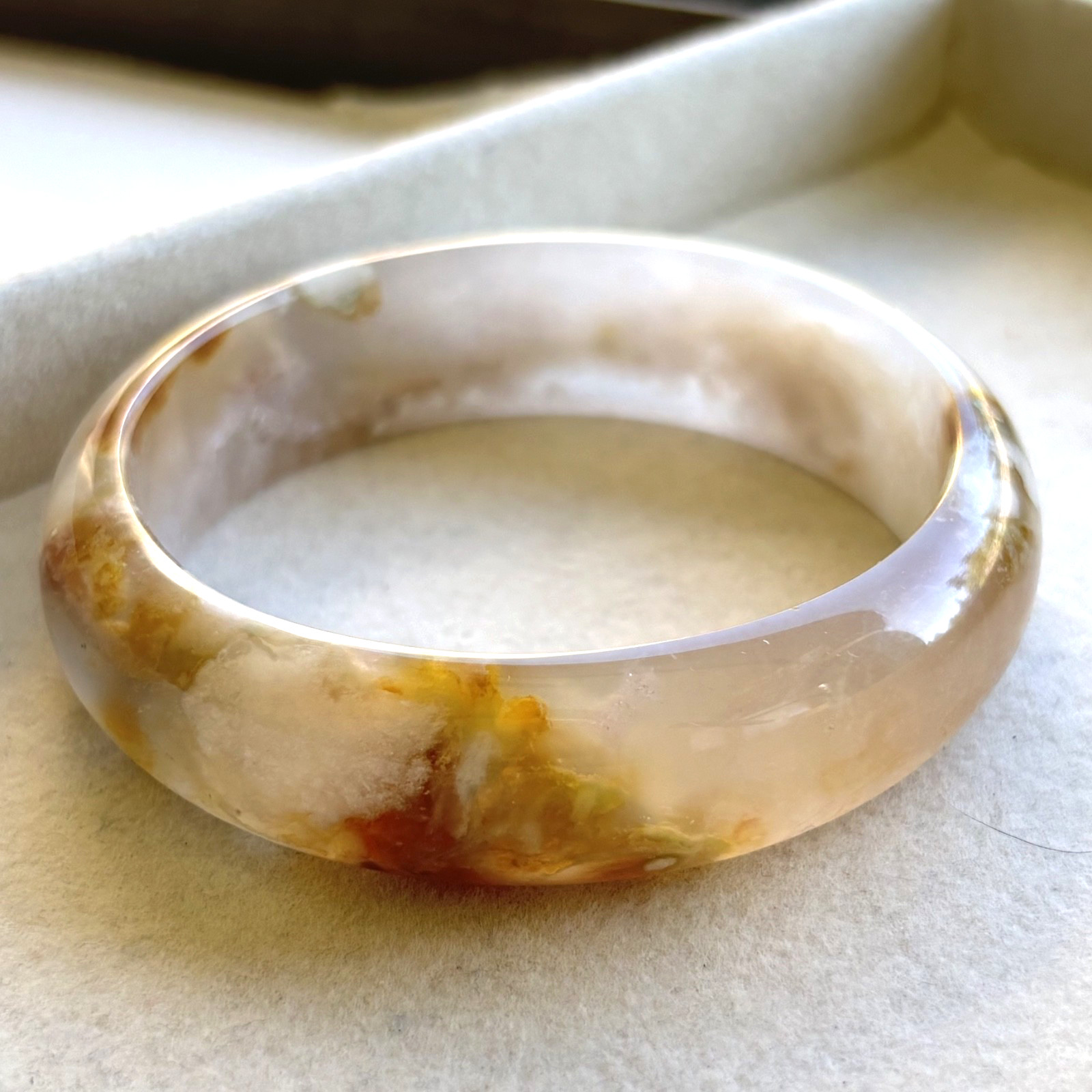 58.5mm Natural Cherry Blossom Agate Bangle Sakura Flower Quartz