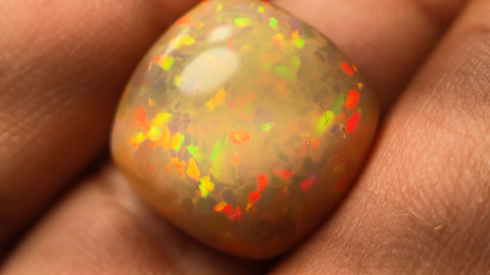 Natural Orange Opal 13.93 Ct Square Cabochon Play of Color 18.11×17.97mm IGTL