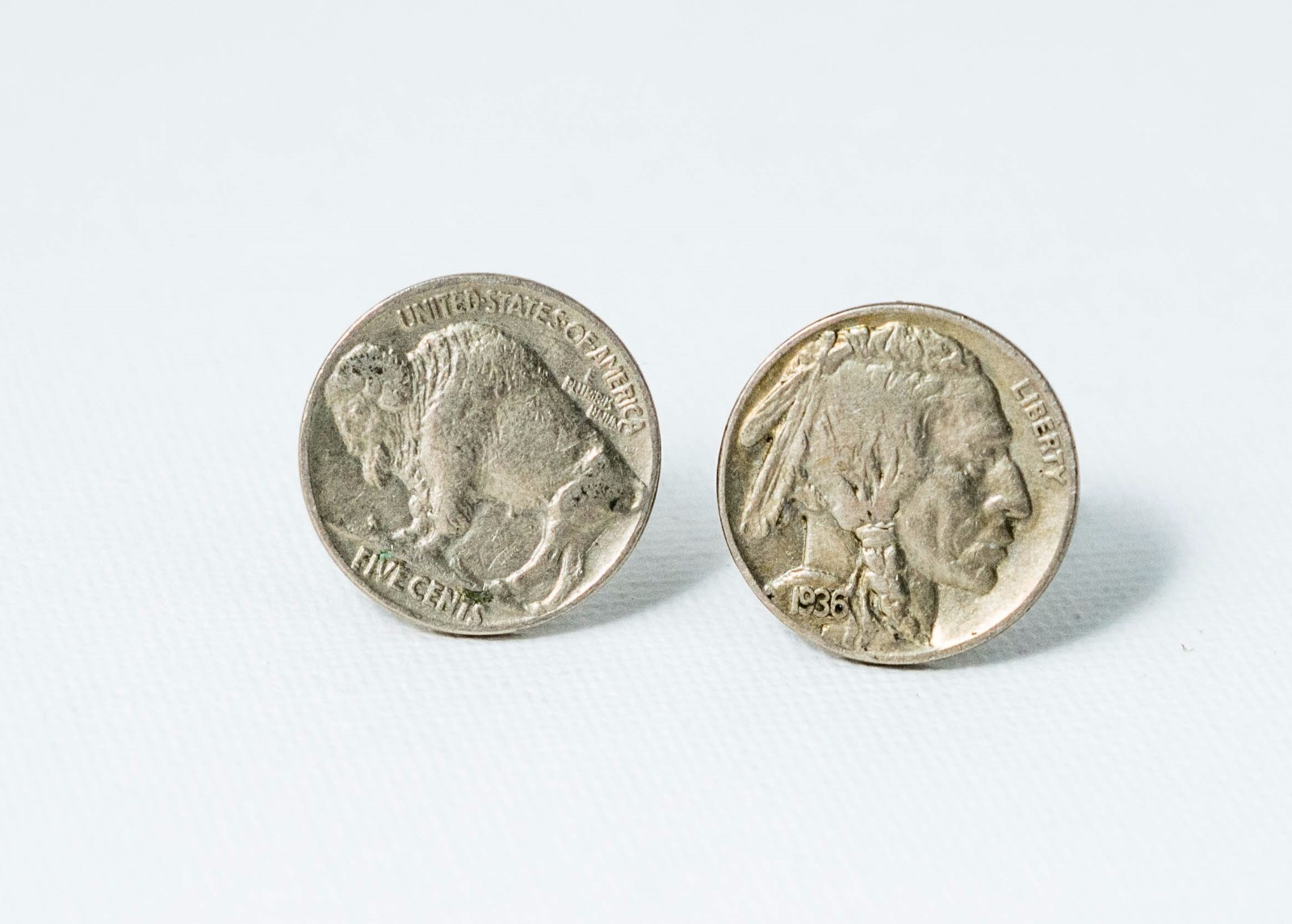 Buffalo and Indian Head Nickel Coin Cufflinks–Bison Money American Jewelry
