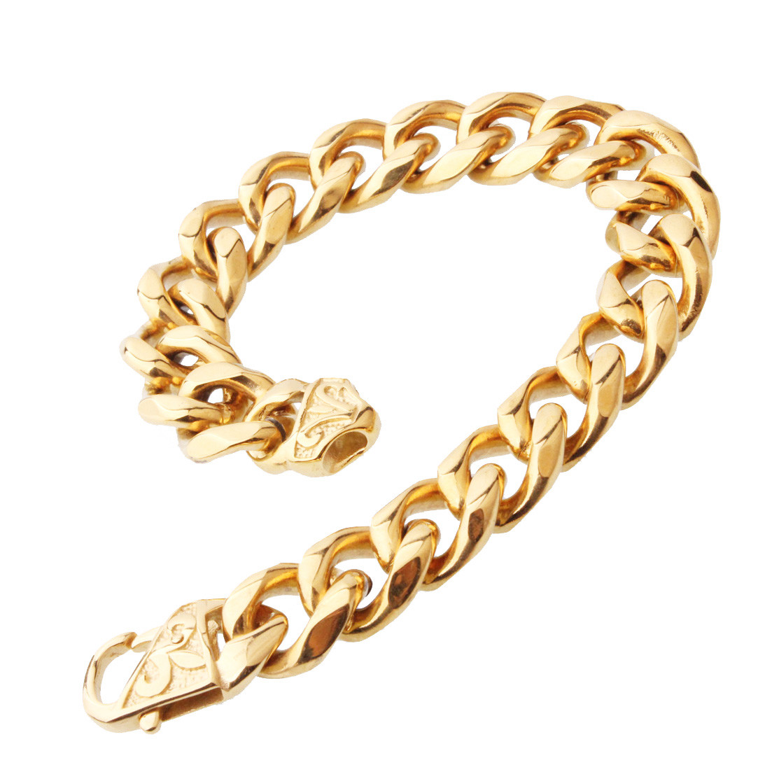 Heavy 12mm 15mm Mens Stainless Steel Silver Gold Black Curb Cuban Chain Bracelet