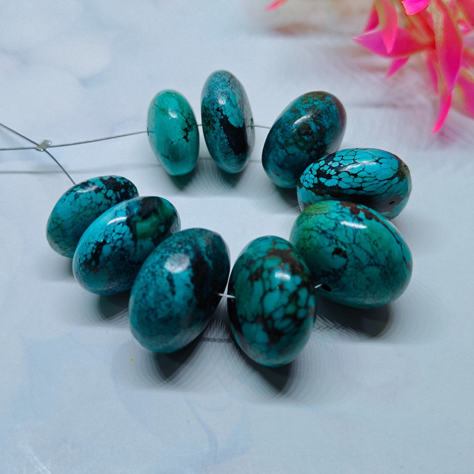 Turquoise Roundel Beads Natural Gemstone Loose Beads For Jewellery Making 187 Ct