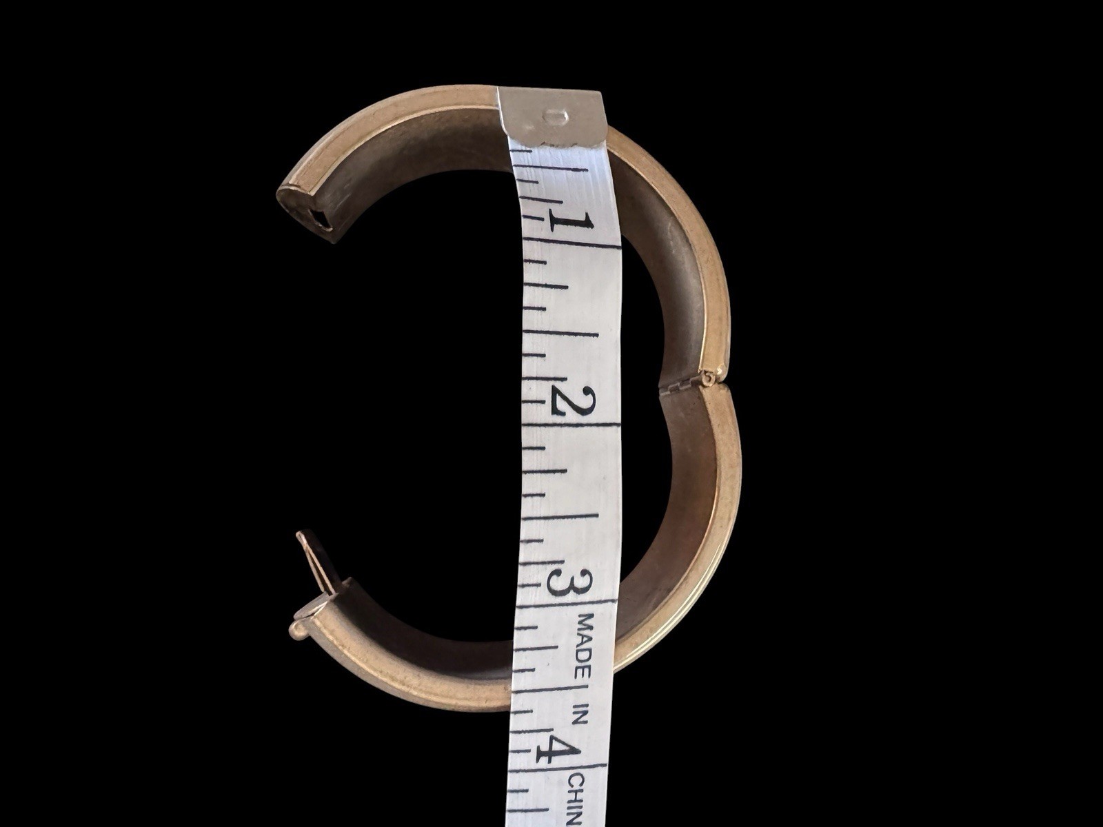 Vintage Gold Tone Wide Hinged Clamper Bracelet Brushed Satin Finish Mid Century