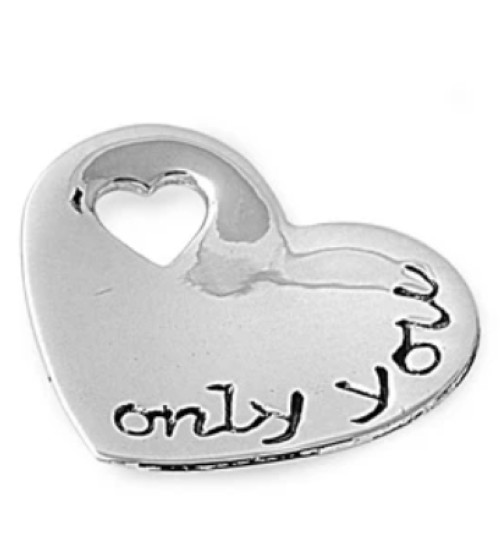 Sterling Silver Pendant Only You Heart 17mm (0.67 inch)
