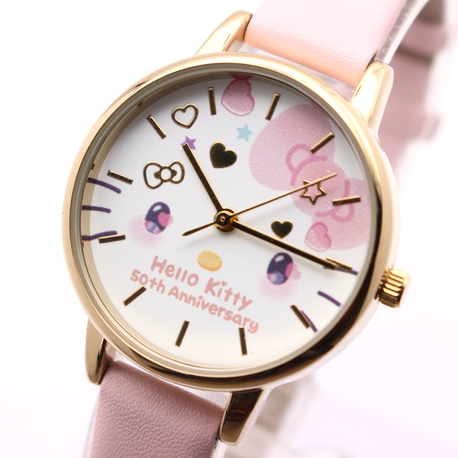 Hello Kitty 50th Anniversary Ladies Watch Pink Gold Quartz w/Box Warranty Japan