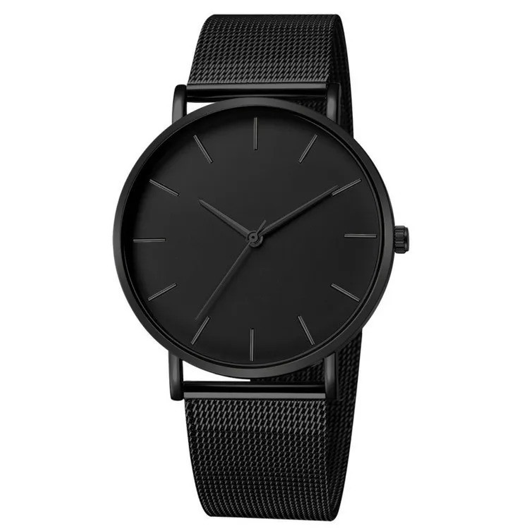 Mens Ultra Thin Quartz Watch Minimalist Stainless Steel Mesh Strap Business Watc