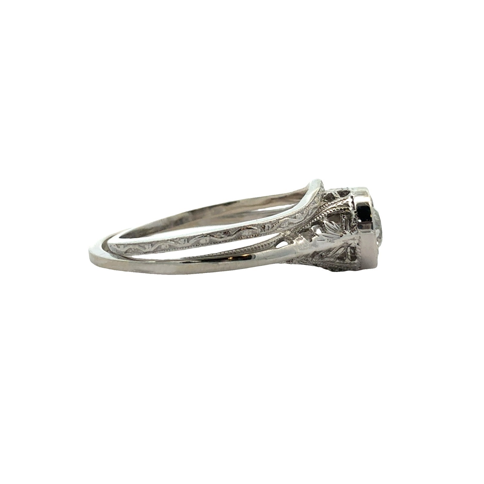 Vintage 14k White Gold 0.23ctw Diamond Engagement & Wedding Ring Set Size 5.5