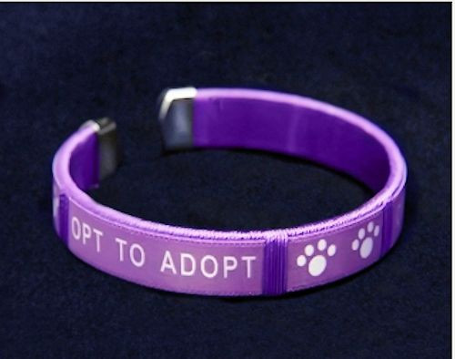 Purple Fabric Paw Print Opt to Adopt Bangle Bracelet – SALE BENEFITS RESCUE