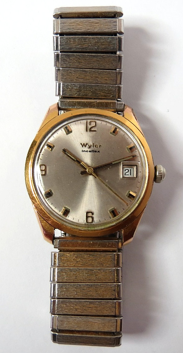 VTG SWISS MENS WYLER INCAFLEX 17’J MANUAL GOLD WRISTWATCH FLEXIBLE BRACELET RUN