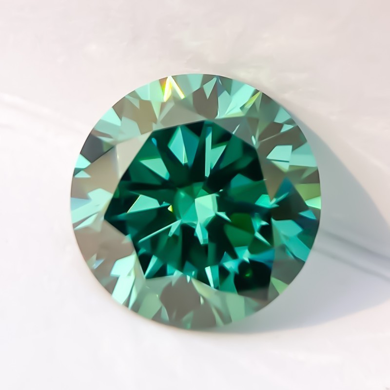 Wholesale VVS1 Moissanite Stones green 5-9mm Round Cut for Earring Jewelry Stone