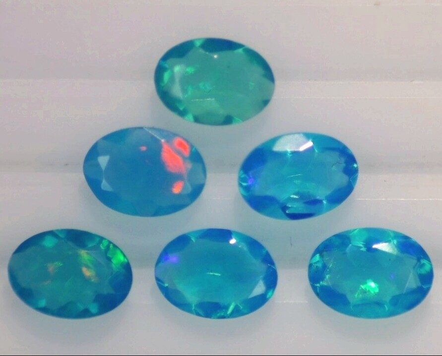 PARAIBA OPAL 6 x 4 MM OVAL CUT NEON BLUE COLOR SOLD PER STONE F-268