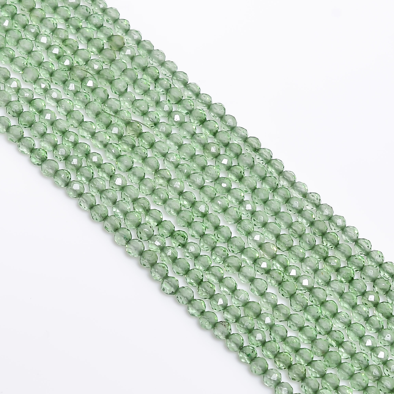 Green Sapphire Gemstone Round Shape Faceted Beads 3X3 mm Strand 13″ EB-331